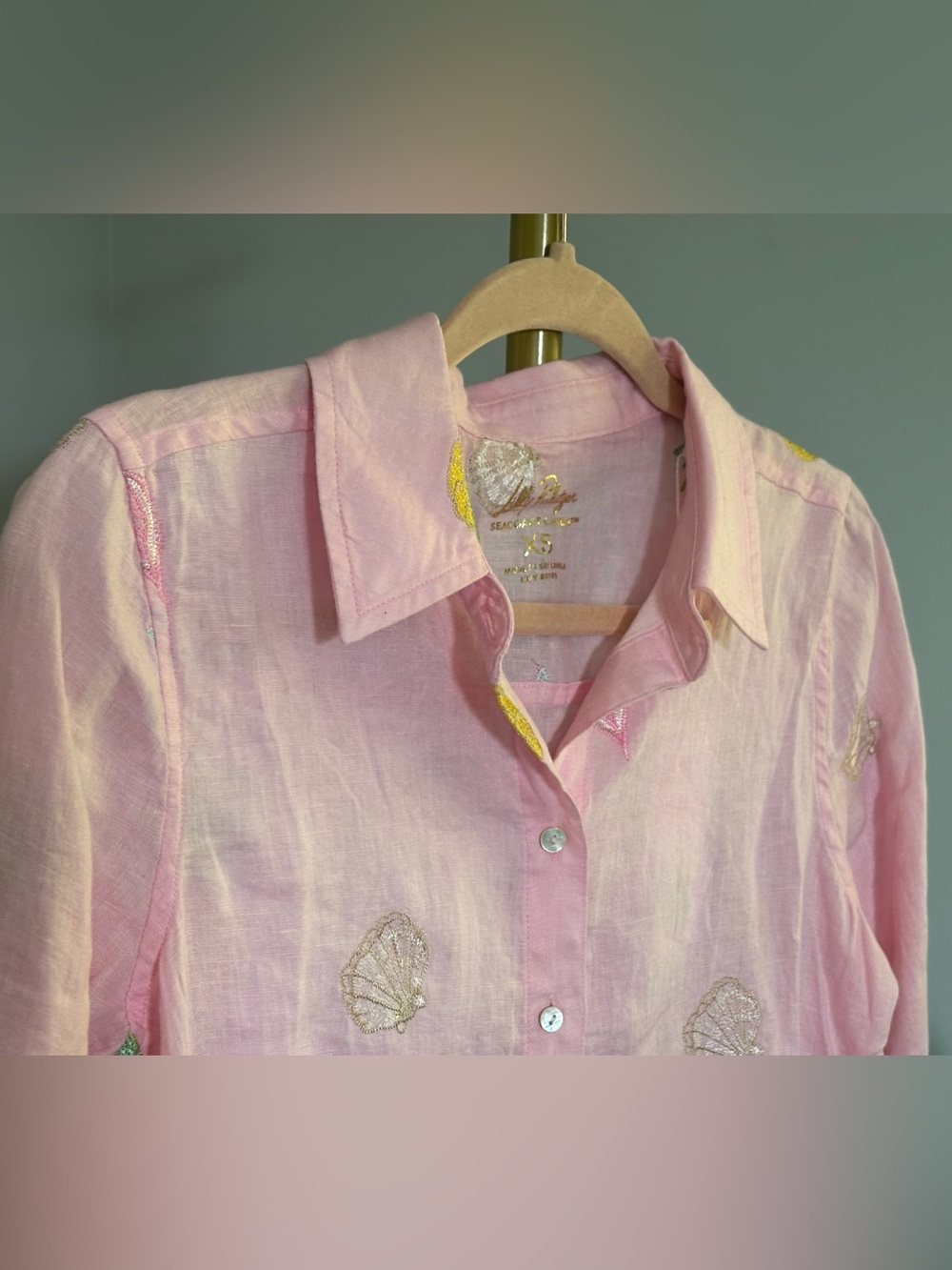 Lilly Pulitzer Pink Seacoast Linen with Happy Hour Embroidery🍸🌴 - Picture 6 of 16